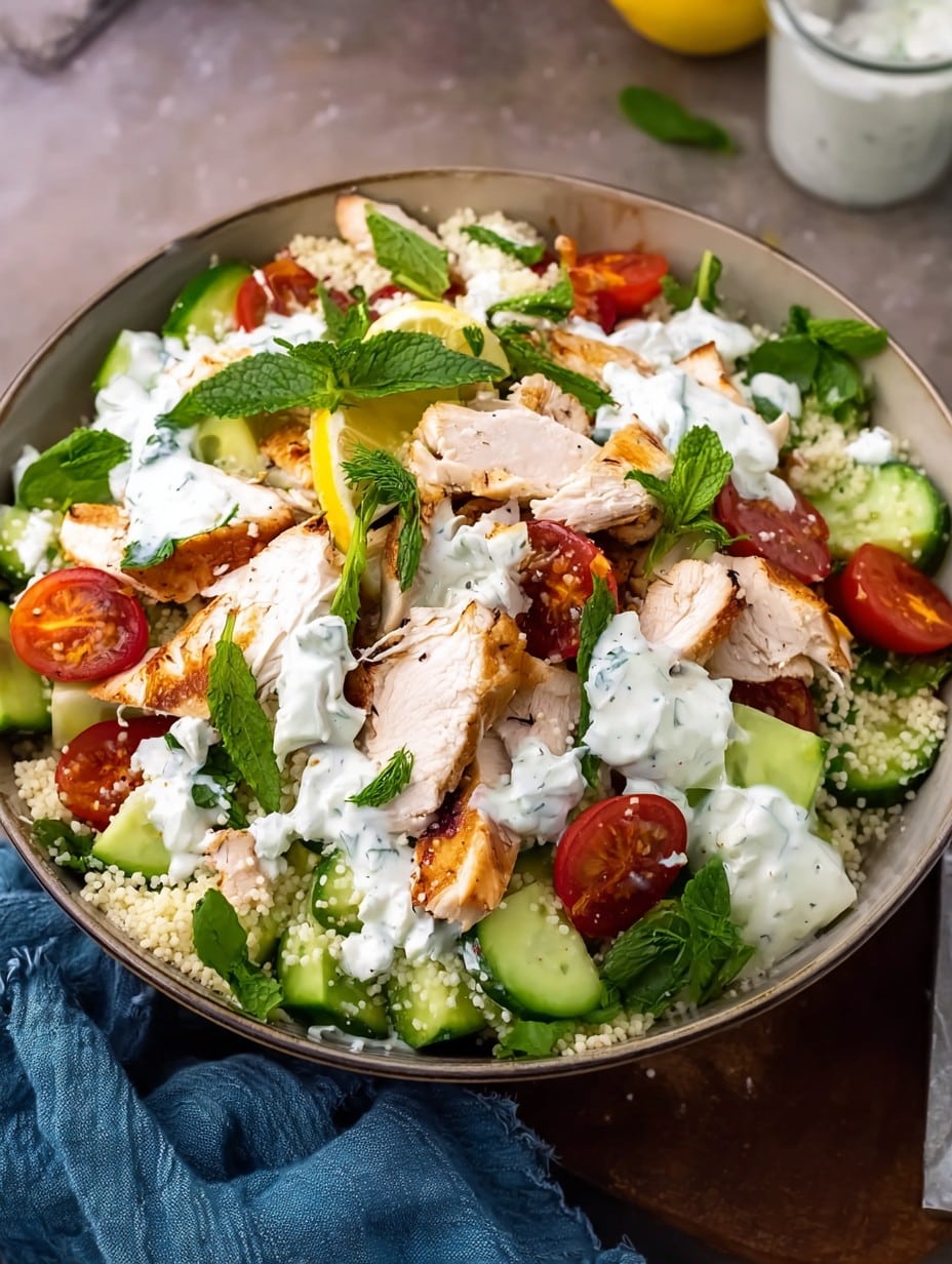 High Protein Chicken Tzatziki Salad Couscous
