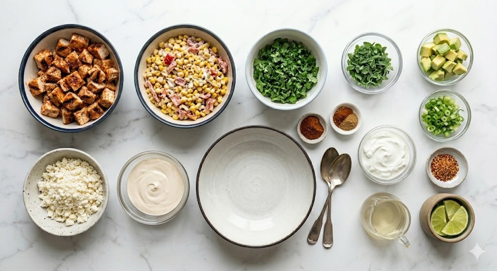 High Protein Mexican Street Corn Chicken Salad