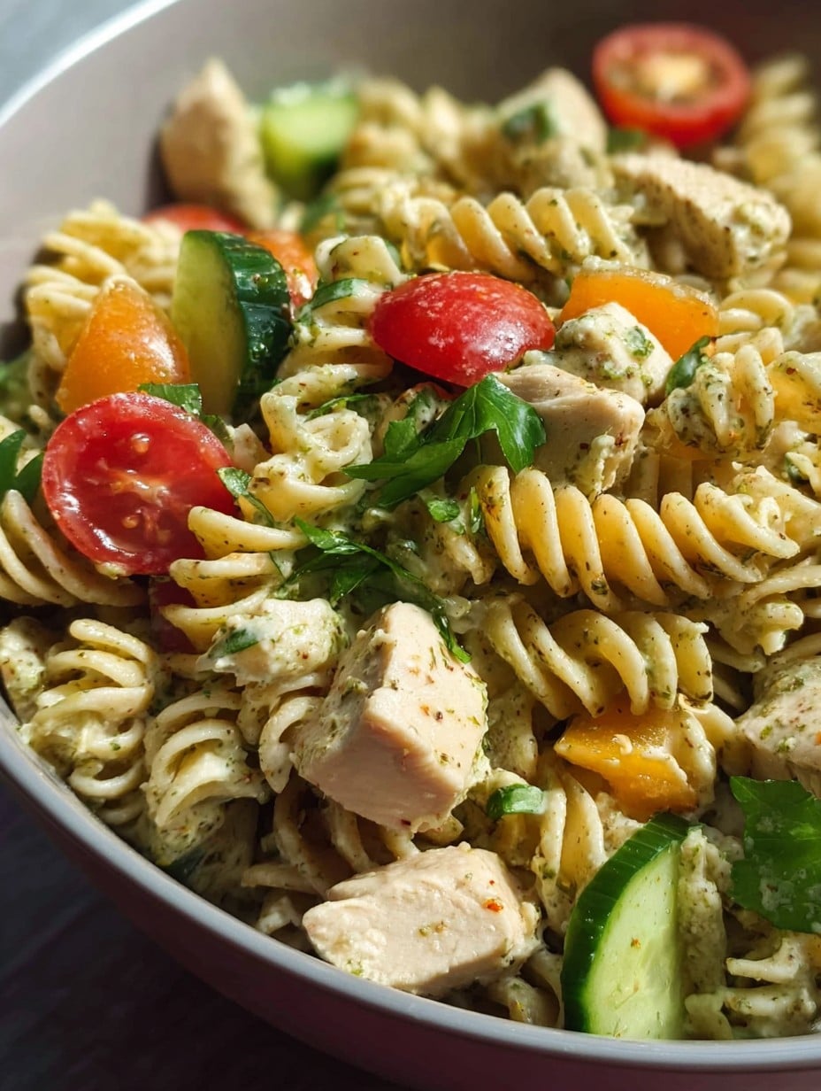High Protein Protein Pasta Salad with Chicken