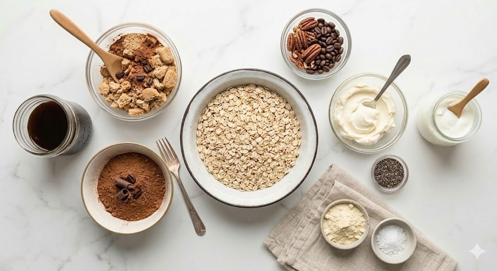 High Protein Tiramisu Overnight Oats