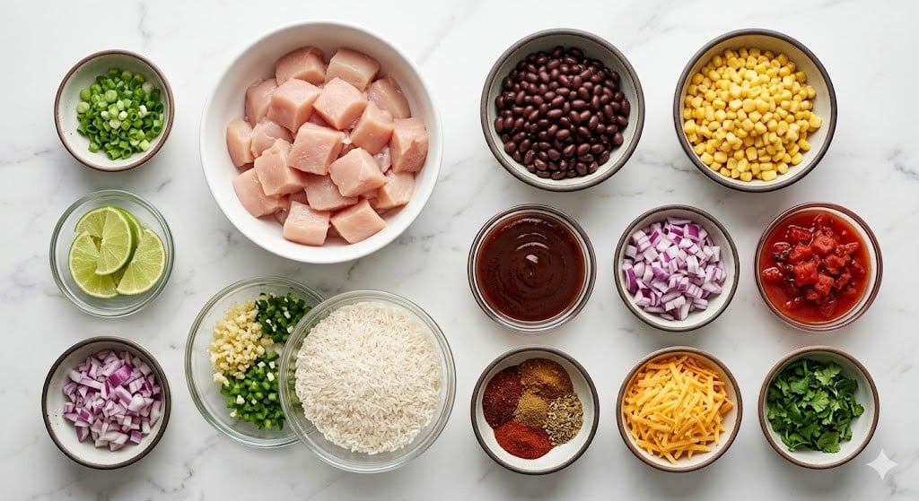 One-Pot BBQ Chicken Burrito Bowls