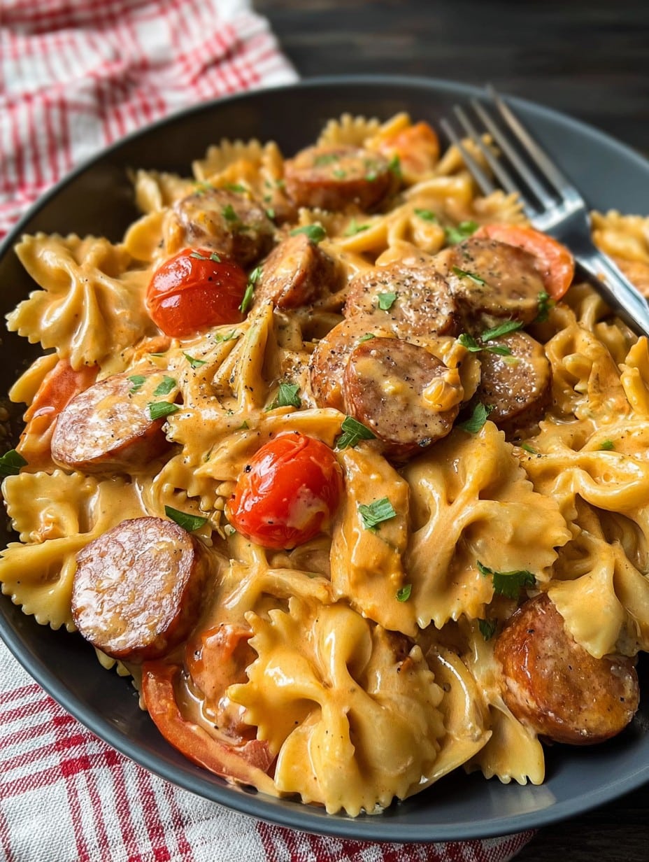 One Pot Creamy Cajun Sausage Pasta