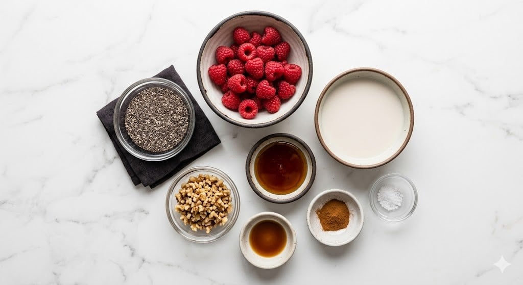 Raspberry Chia Pudding Sweetened with Maple Syrup
