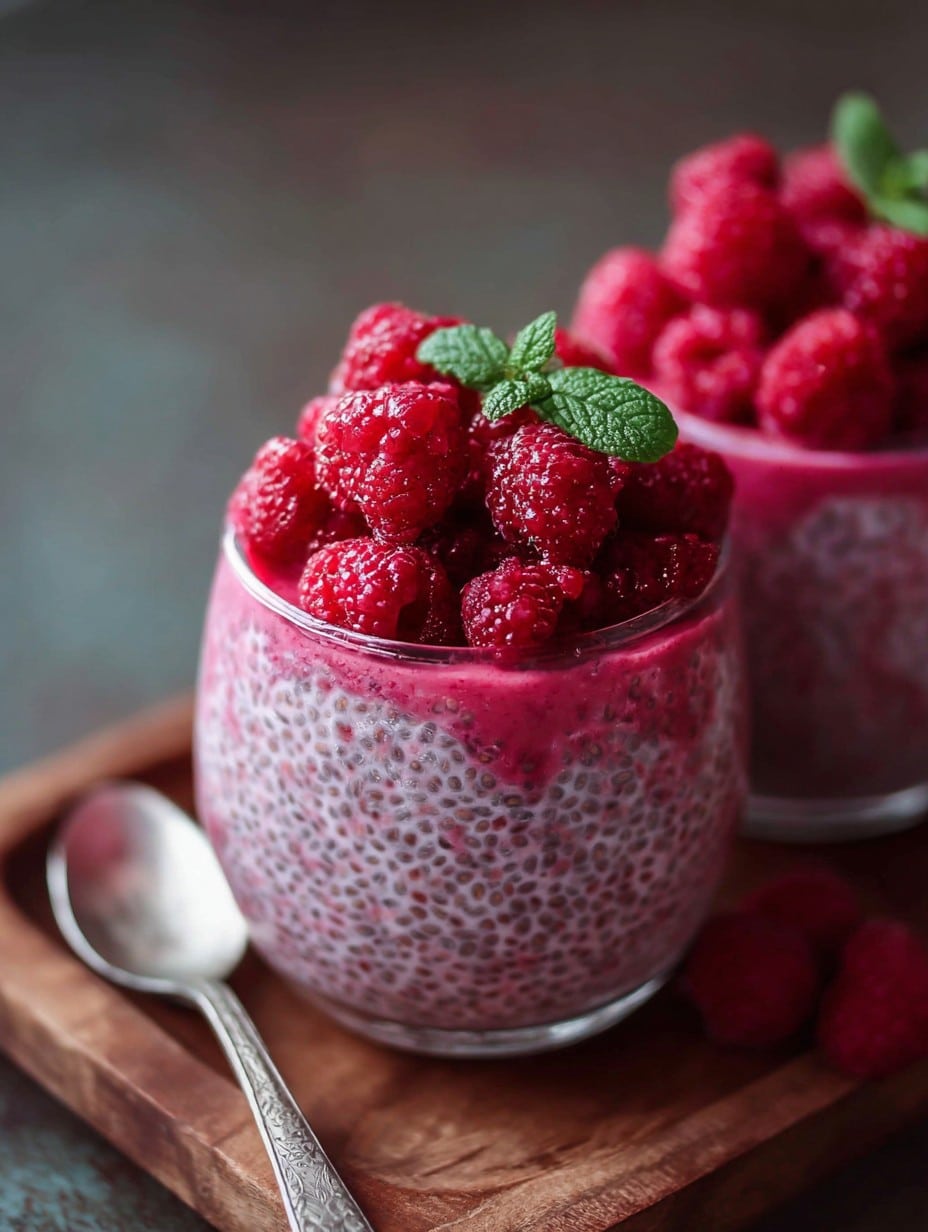 Raspberry Chia Pudding Sweetened with Maple Syrup