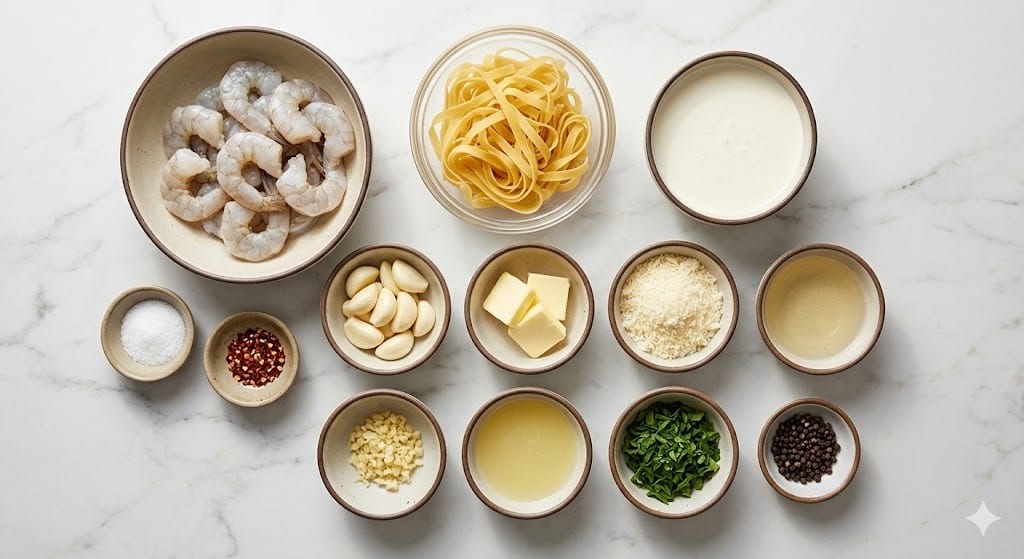 Shrimp Scampi Garlic Cream Pasta