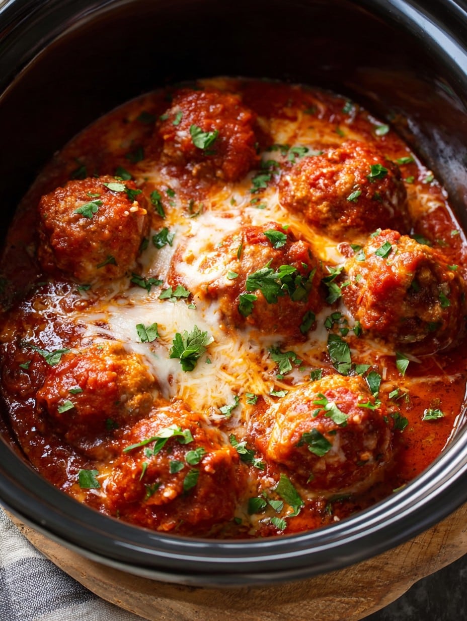 Slow Cooker Chicken Parm Meatballs