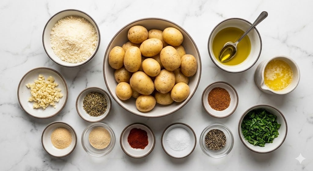 Viral Crispy Garlic Parmesan Crusted Potatoes