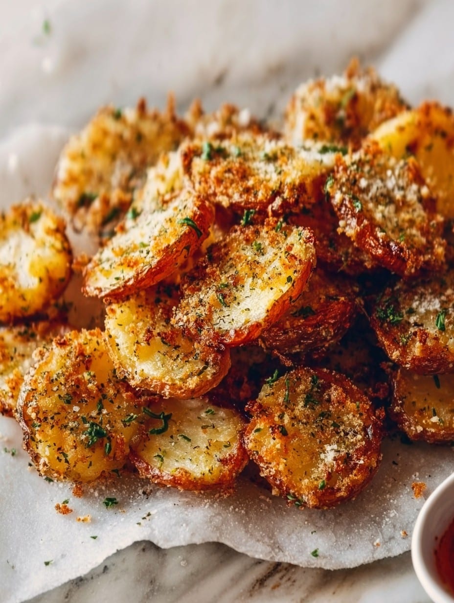 Viral Crispy Garlic Parmesan Crusted Potatoes