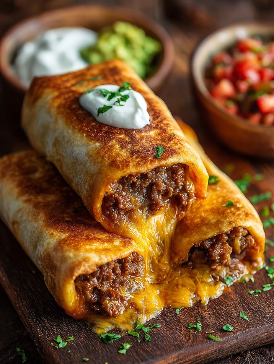 Beef and Cheese Chimichangas Recipe