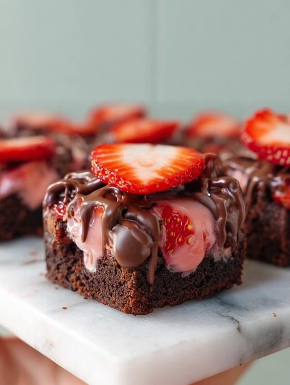 Chocolate Covered Strawberry Brownies