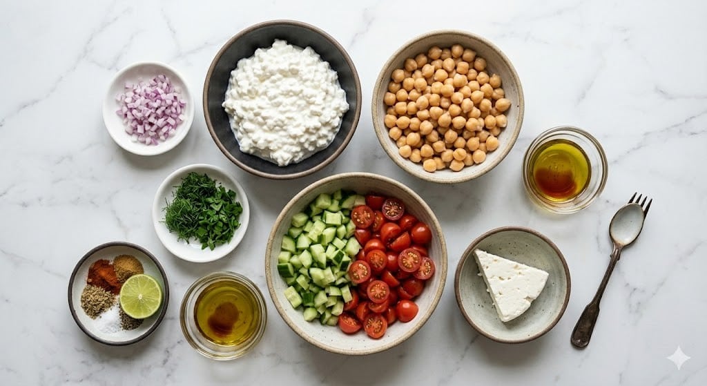 Cottage Cheese & Chickpea Salad Bowl
