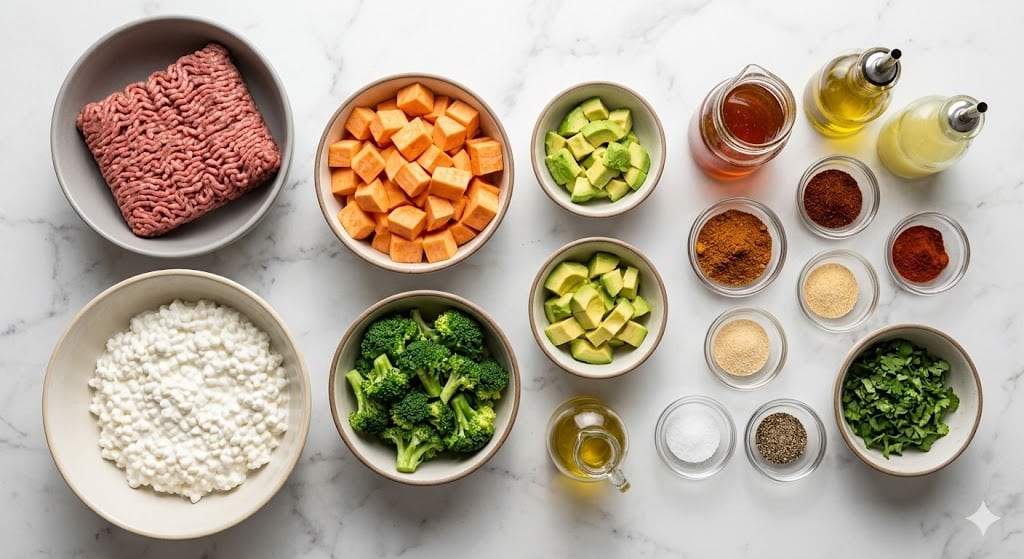 Cottage Cheese Sweet Potato Beef Bowl