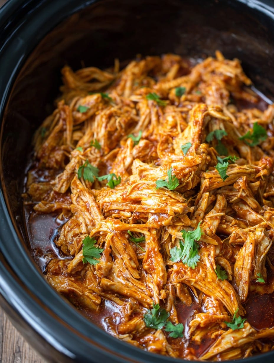 Crockpot Cherry Cola Pulled Chicken