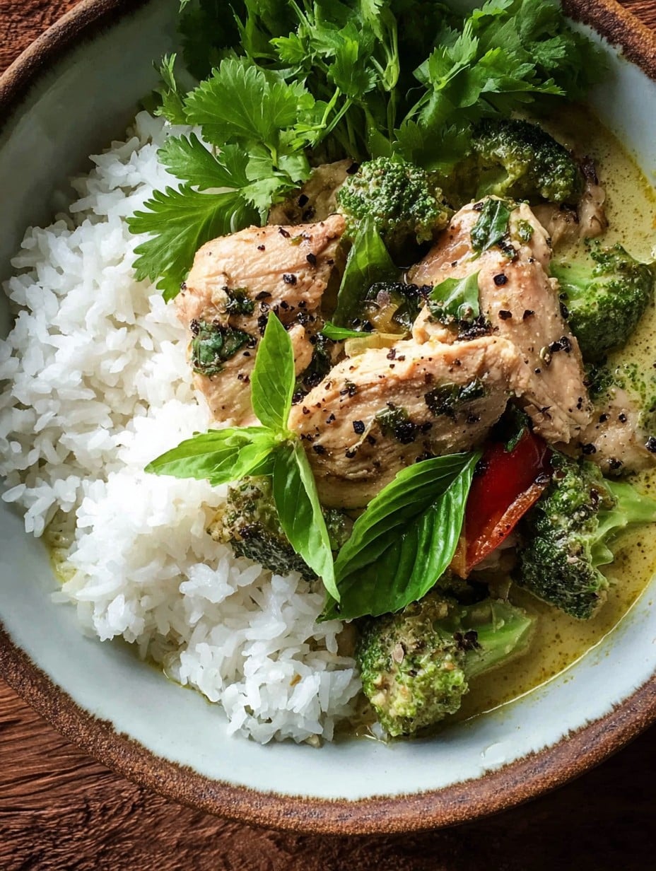 Crockpot Coconut Green Curry Basil Chicken