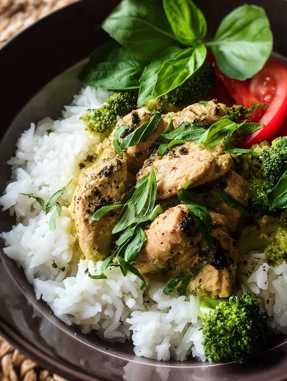 Crockpot Coconut Green Curry Basil Chicken