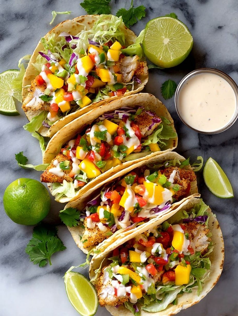 Fabulous Fish Tacos With Mango Salsa And Zesty Lime Mayo