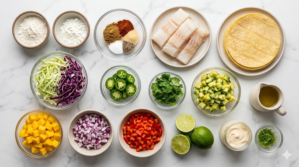 Fabulous Fish Tacos With Mango Salsa And Zesty Lime Mayo