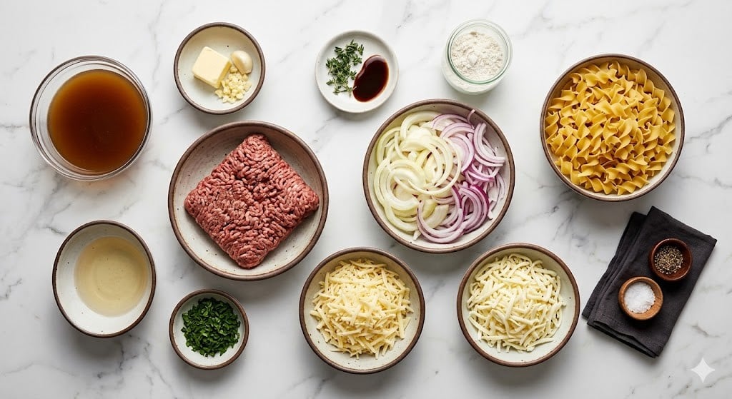 French Onion Ground Beef Noodles
