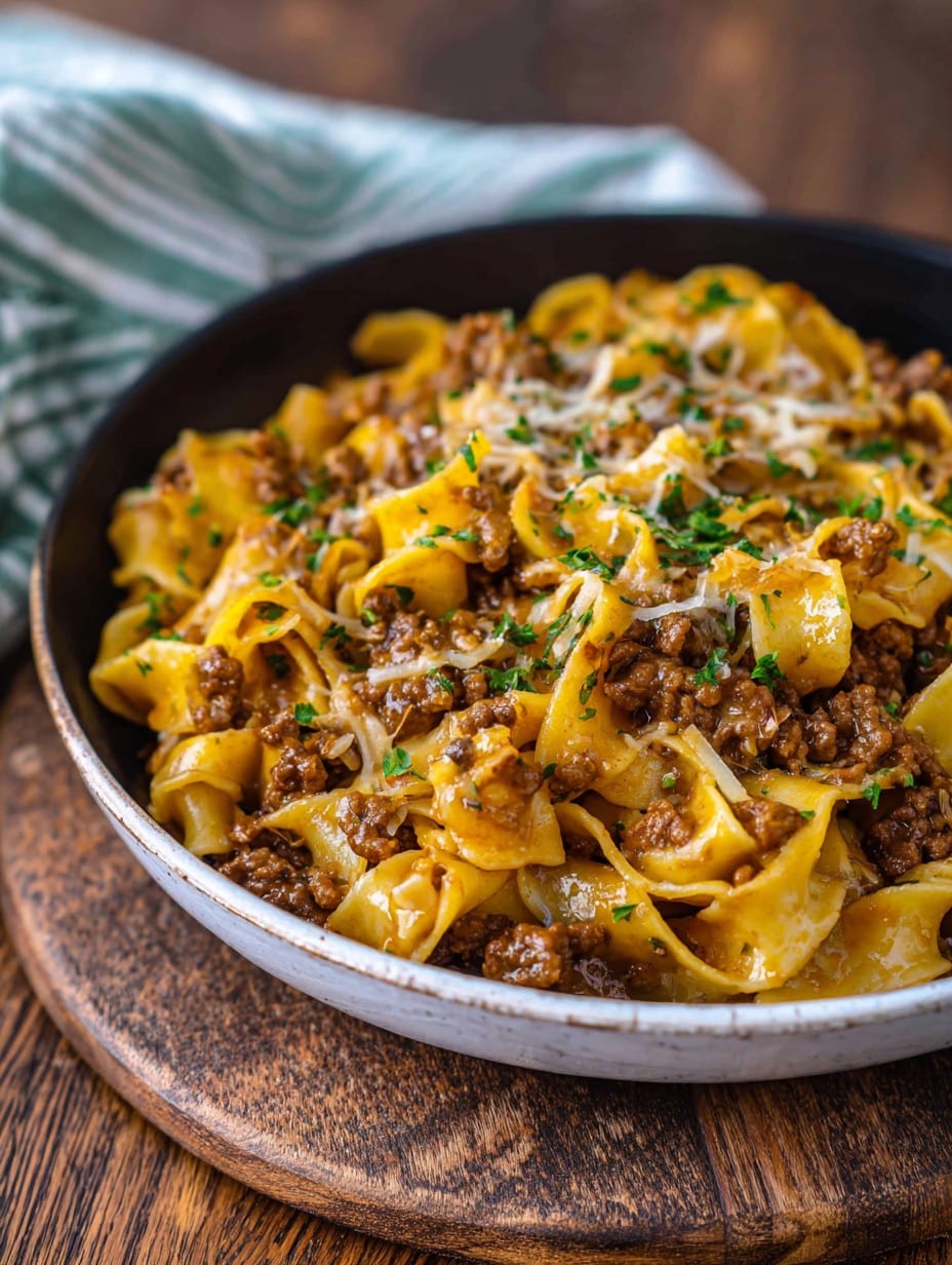French Onion Ground Beef Noodles