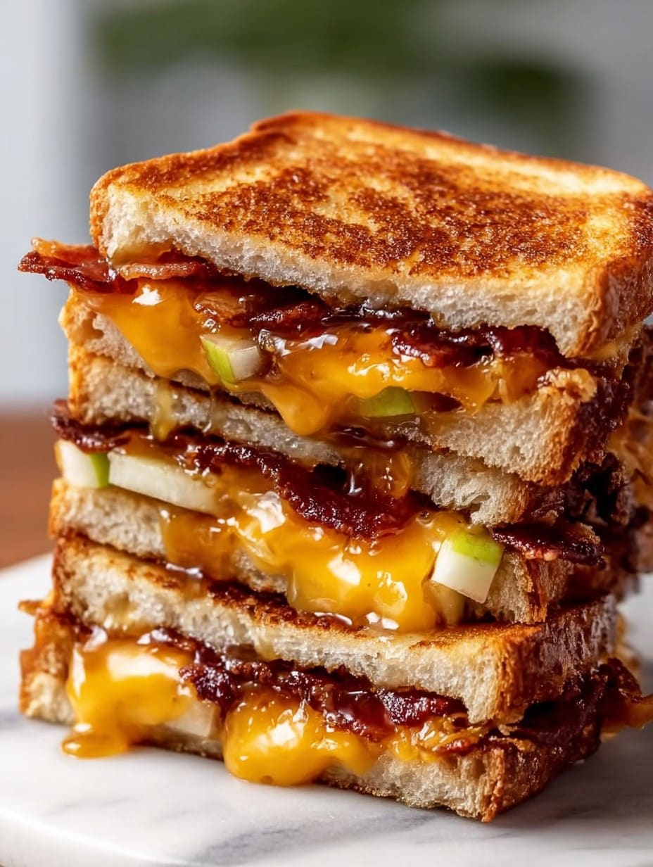 Hot Honey Apple Cheddar Beef Bacon Grilled Cheese