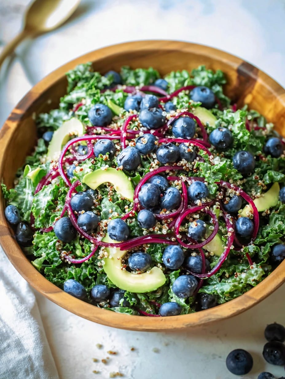 Kale Salad with Blueberries and Quinoa