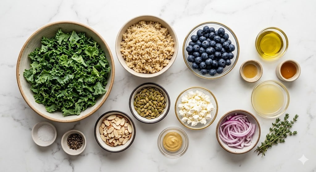Kale Salad with Blueberries and Quinoa