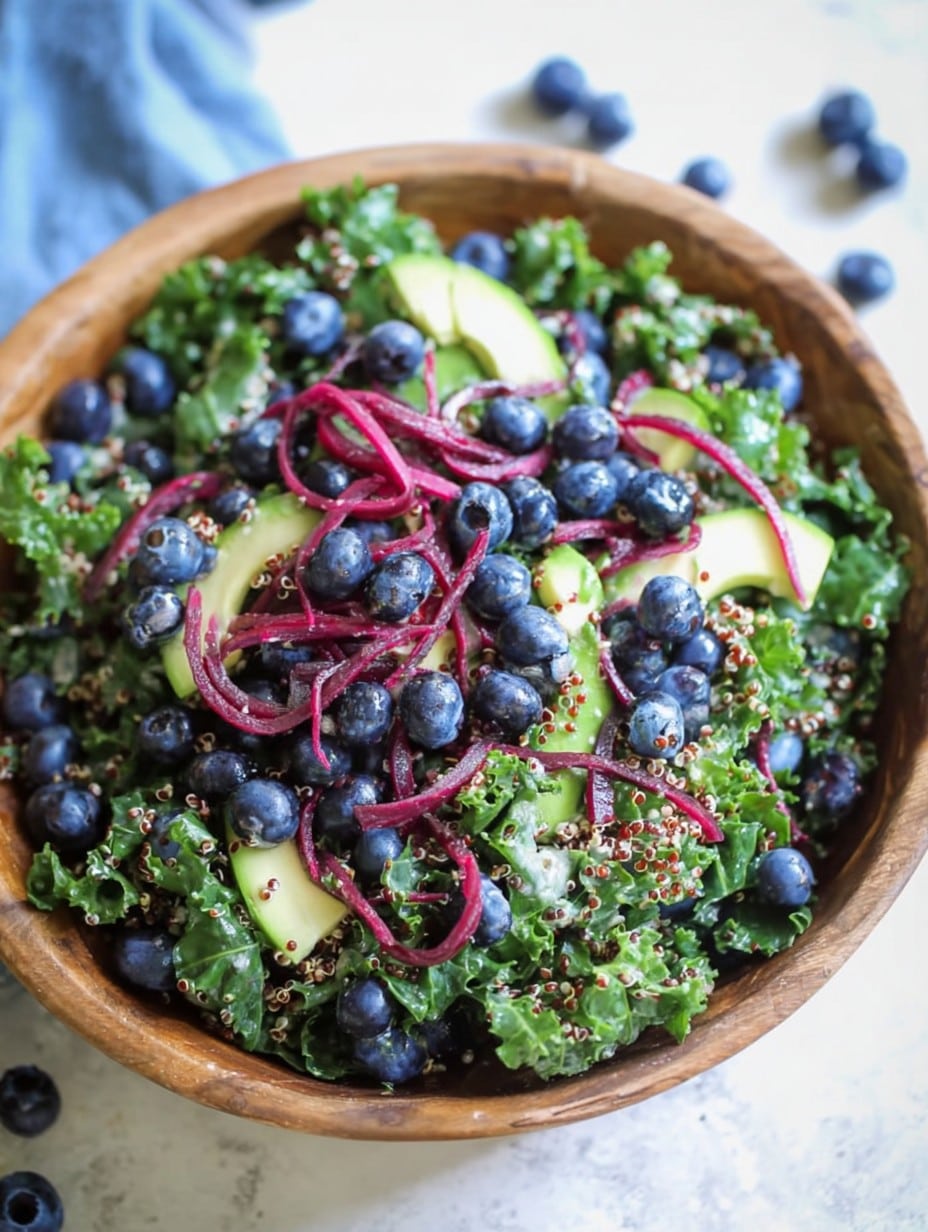 Kale Salad with Blueberries and Quinoa