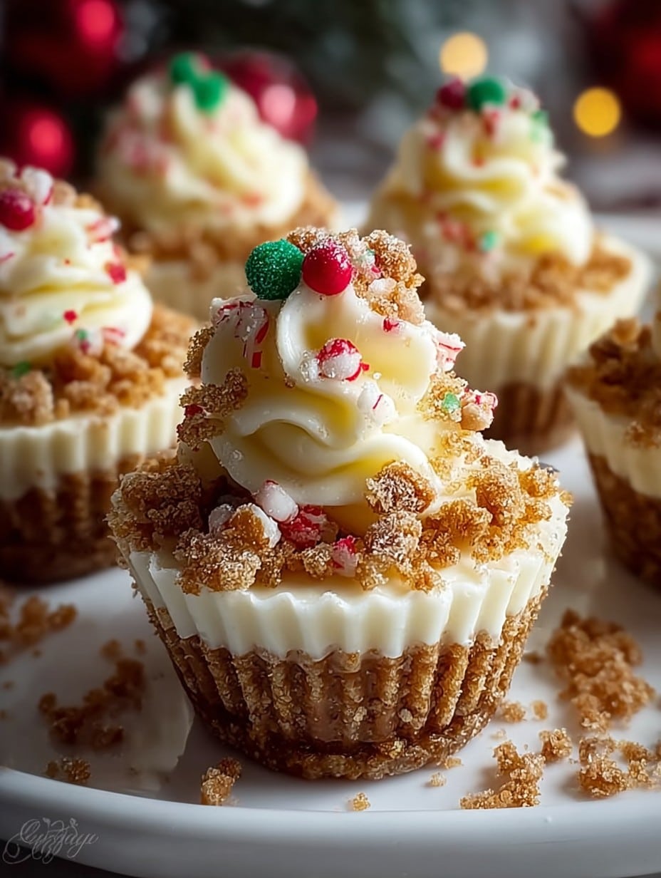 No Bake Christmas Mini Cheesecakes