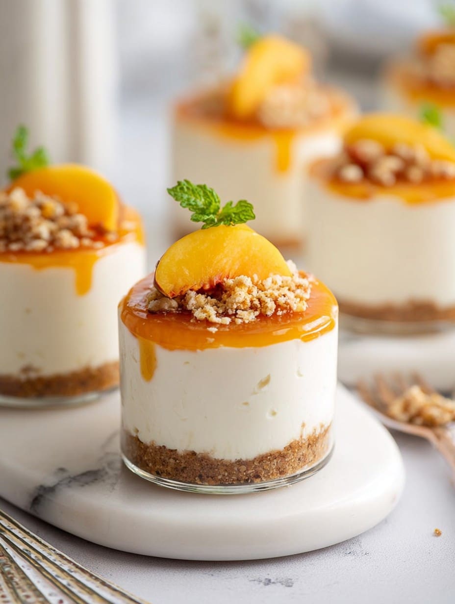 No-Bake Peach Cheesecakes