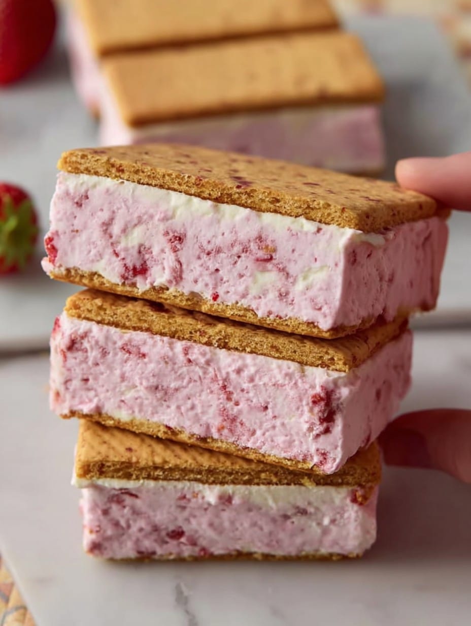 No-Churn Strawberry Ice Cream Sandwiches