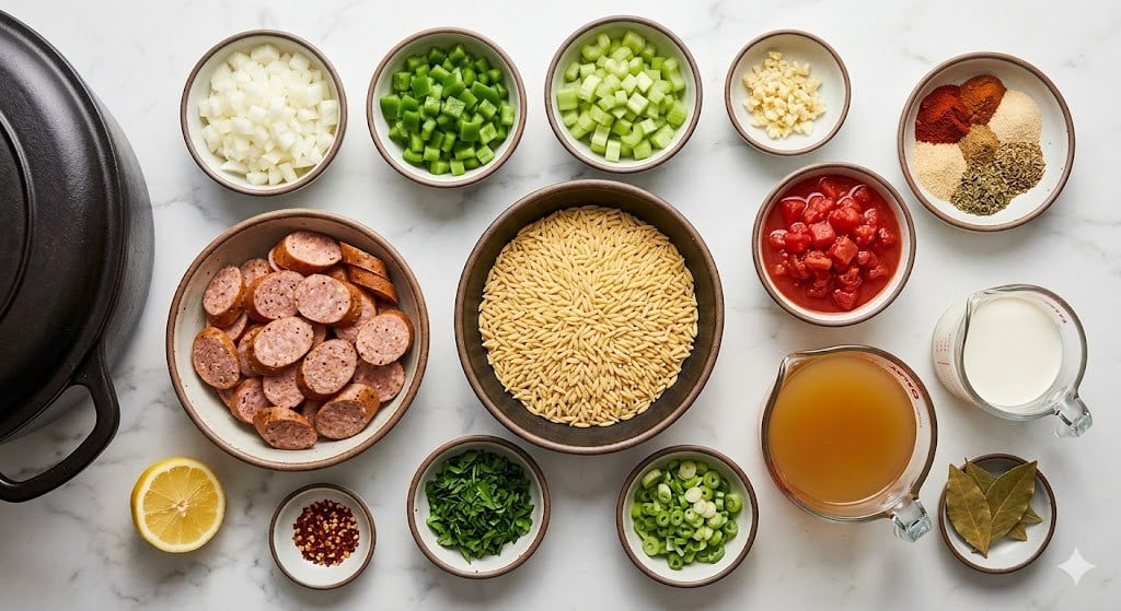 One Pot Cajun Sausage Orzo