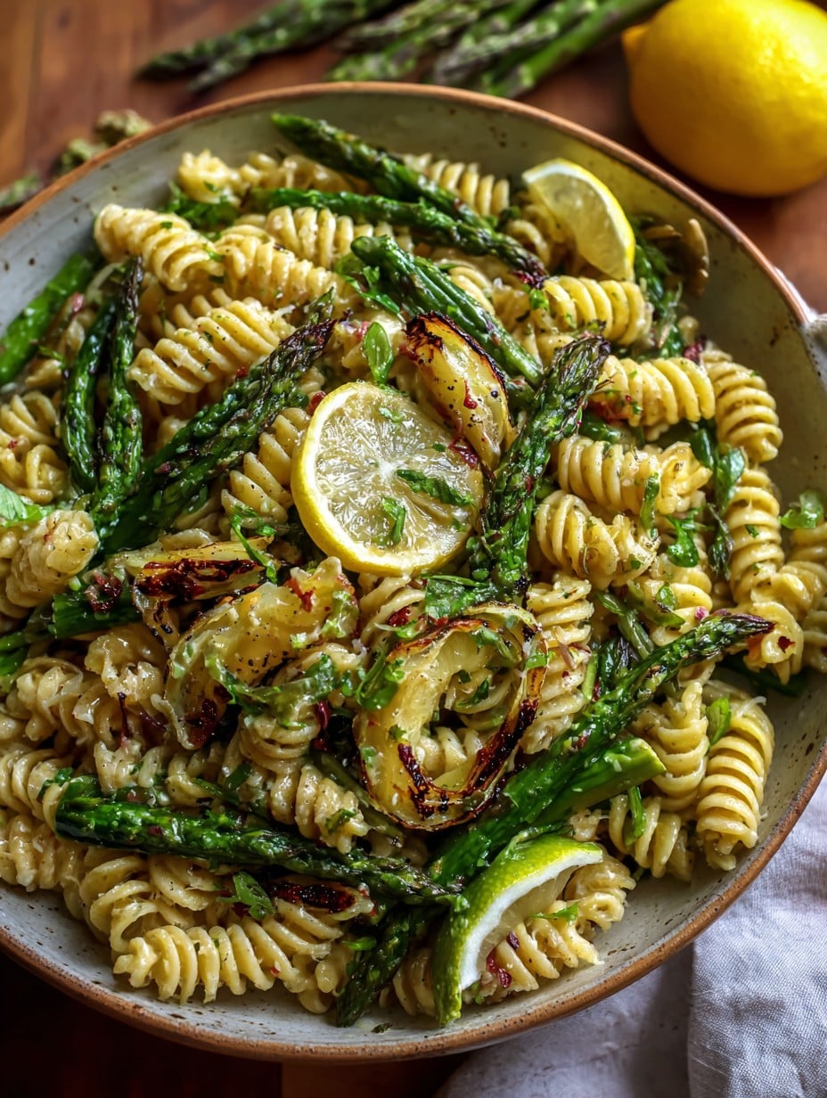 Roasted Asparagus Lemon Butter Pasta Salad