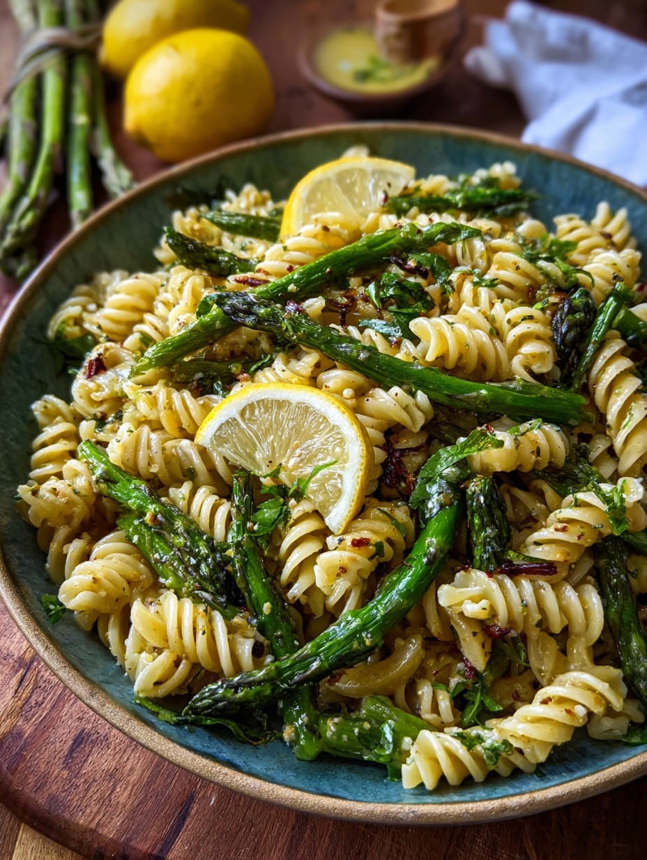 Roasted Asparagus Lemon Butter Pasta Salad