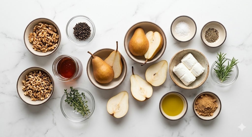 Roasted Pears with Goat Cheese & Maple Walnut Drizzle