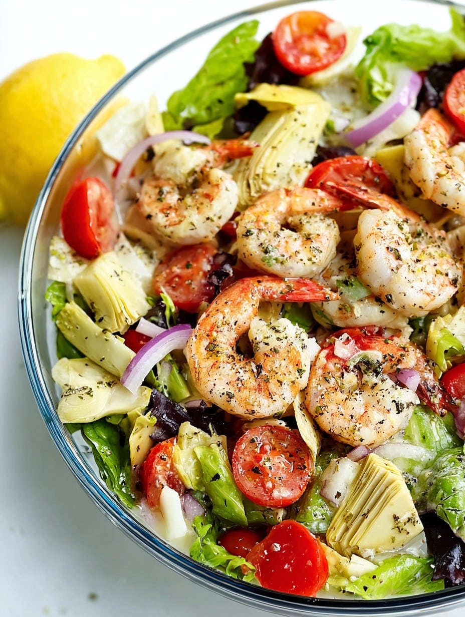 Shrimp and Artichoke Green Salad with Lemon Vinaigrette