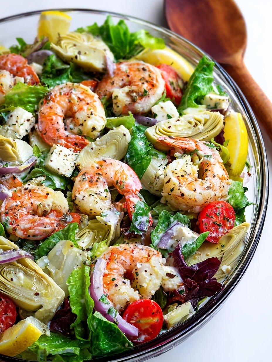 Shrimp and Artichoke Green Salad with Lemon Vinaigrette