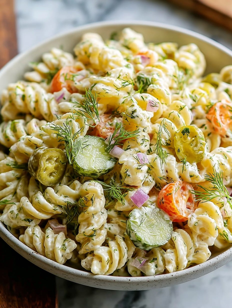 Zesty Simple Dill Pickle Pasta Salad for Summer Fun
